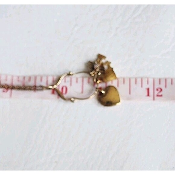 Vintage Sterling Silver Vermeil Charm Holder Necklace Heart Butterfly Number 1 - Picture 8 of 10